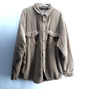 Levis Strauss Mens Size XLarge Tan Corduroy Plaid Fleece Lined Shirt Shaket